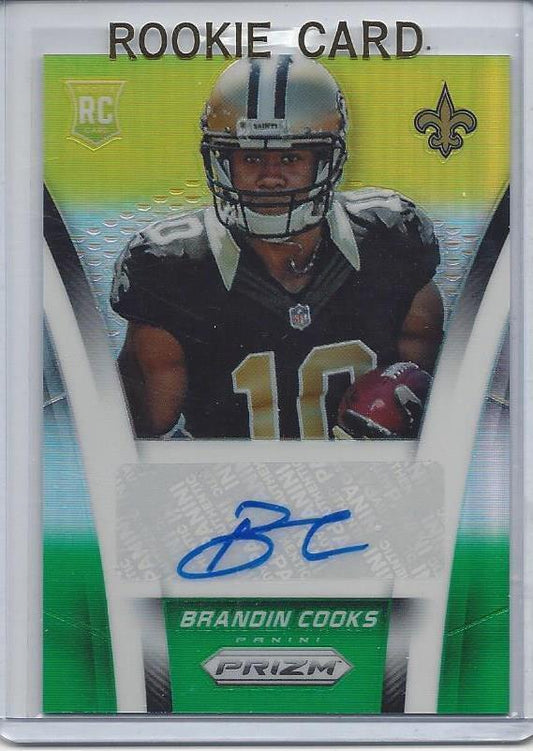 BRANDIN COOKS 2014 PANINI PRIZM GREEN YELLOW REFRACTOR PRIZMS AUTO RC #D 30/35