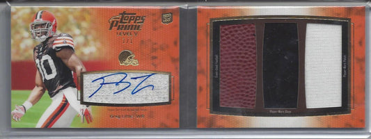 GREG LITTLE 2011 TOPPS PRIME LEVEL V (5) TRIPLE PATCH AUTO BOOK RC TRUE #D 1/1