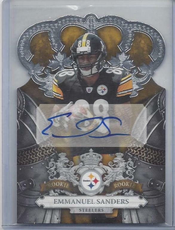 EMMANUEL SANDERS 2010 CROWN ROYALE SILVER DIE CUT AUTO RC #D /499