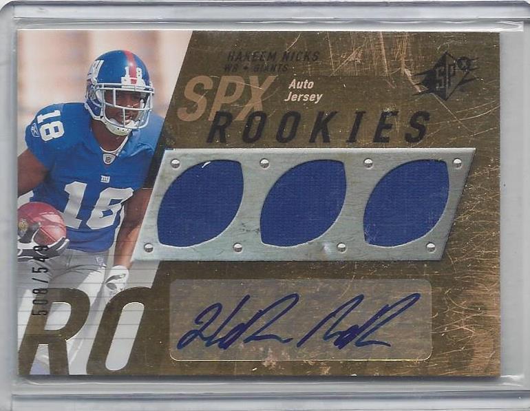 HAKEEM NICKS 2009 SPX GIANTS ROOKIES JERSEY AUTO RC #D 508/549