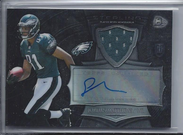 JORDAN MATTHEWS 2014 BOWMAN STERLING EAGLES ROOKIE JERSEY AUTO RC