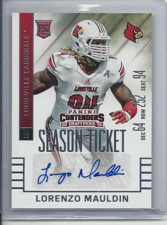 LORENZO MAULDIN 2015 CONTENDERS COLLEGE DRAFT PICKS JETS LOUISVILLE AUTO RC #214