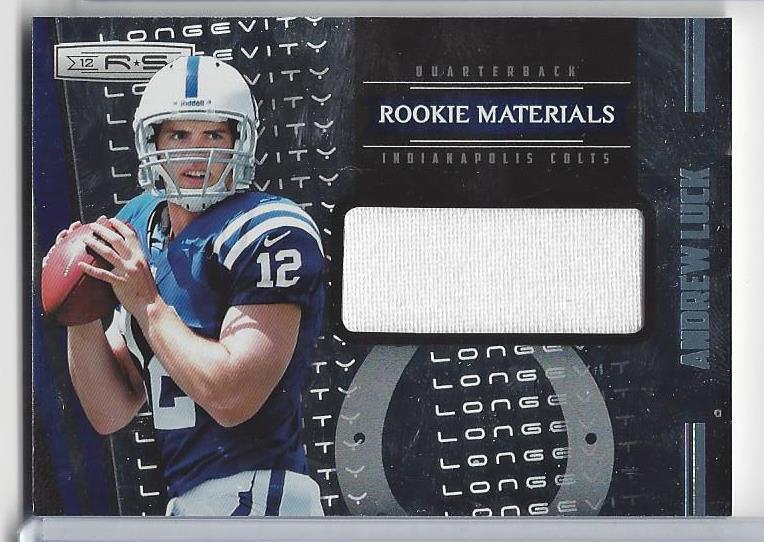 ANDREW LUCK 2012 ROOKIES & STARS LONGEVITY ROOKIE MATERIALS COLTS JERSEY RC /249