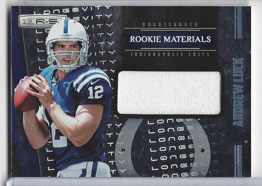 ANDREW LUCK 2012 ROOKIES & STARS LONGEVITY ROOKIE MATERIALS COLTS JERSEY RC /249
