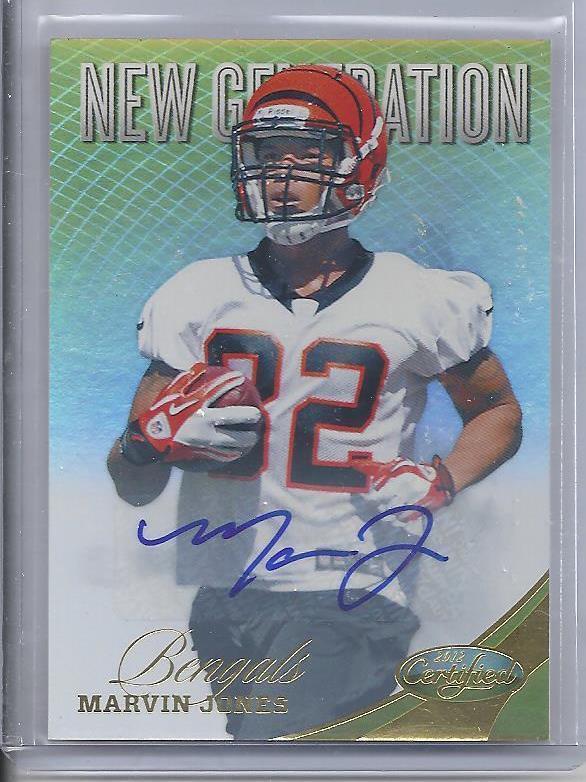 MARVIN JONES 2012 CERTIFIED NEW GENERATION MIRROR GOLD BENGALS AUTO RC #D 15/25