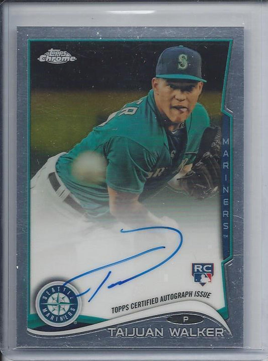 TAIJUAN WALKER 2014 TOPPS CHROME MARINERS ON CARD AUTO RC #22