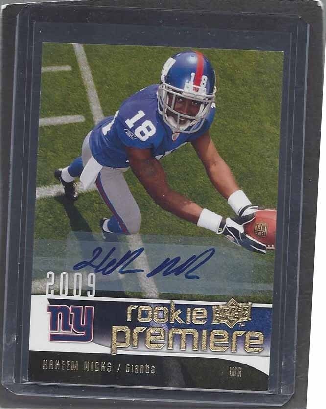 HAKEEM NICKS 2009 UPPER DECK ROOKIE PREMIERE SUPER RARE AUTO RC #9