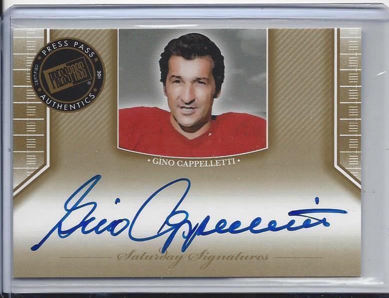 GINO CAPPALLETTI 2011 PRESS PASS ON CARD AUTO