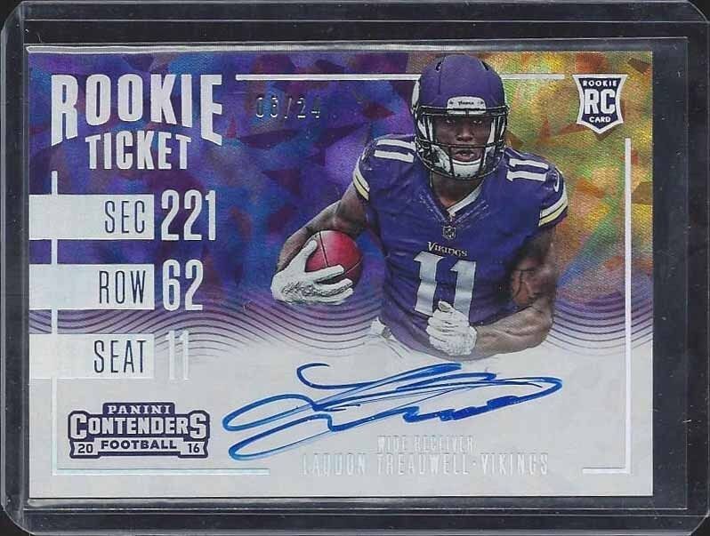 LAQUON TREADWELL 2016 CONTENDERS VARIATION CRACKED ICE VIKINGS AUTO RC #D 6/24