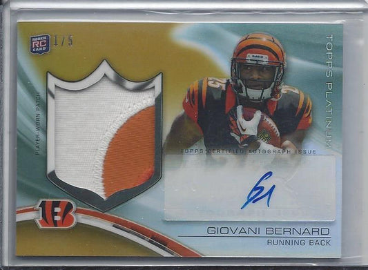 GIOVANI BERNARD 2013 PLATINUM GOLD REFRACTOR RPA 3 COLOR PATCH AUTO RC #D 1/5