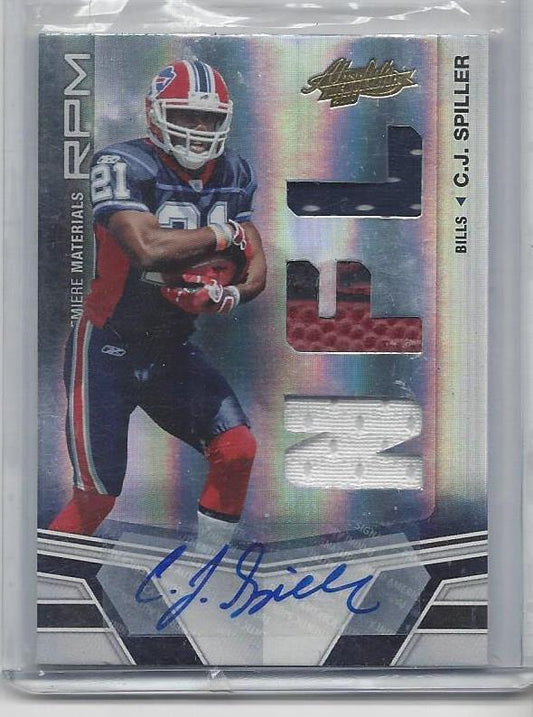 C.J. SPILLER 2010 ABSOLUTE RPM TRIPLE JERSEY BALL AUTO RC #D /299