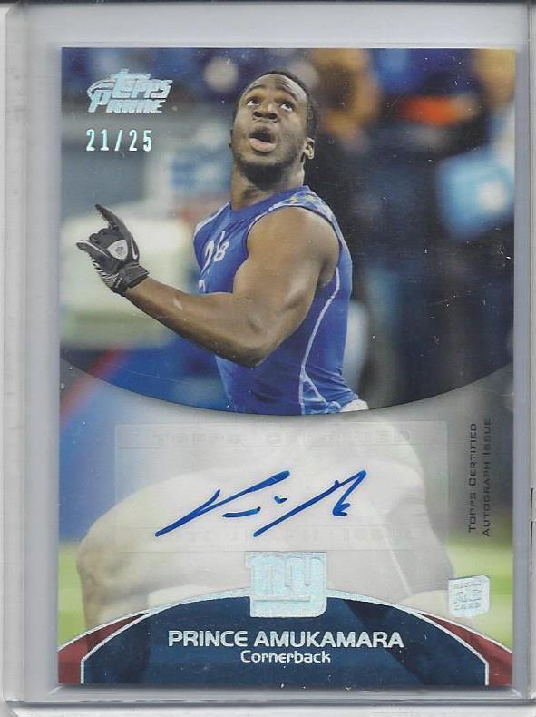 PRINCE AMUKAMARA 2011 TOPPS PRIME SILVER HOLOFOIL GIANT RAINBOW AUTO RC #D 21/25