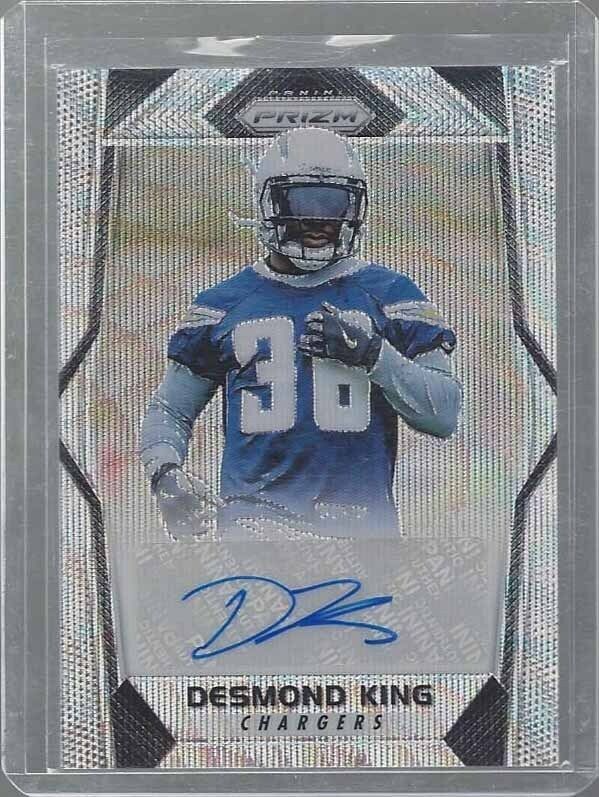 DESMOND KING 2017 PANINI PRIZM BLUE WAVE PRIZMS ROOKIE AUTO RC #D 64/149