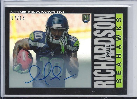 PAUL RICHARDSON 2014 TOPPS CHROME 1985 RETRO REFRACTOR ON CARD AUTO RC #D 7/15
