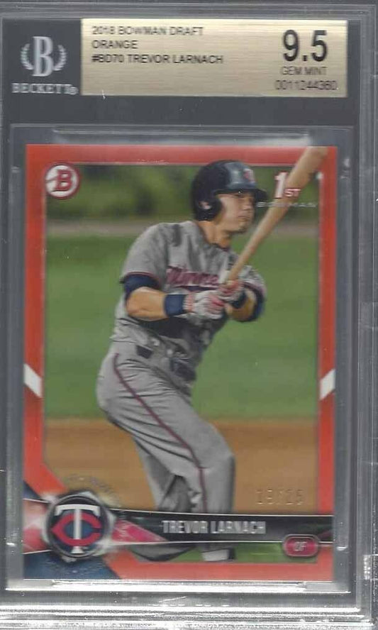 TREVOR LARNACH 2018 BOWMAN DRAFT ORANGE #D 19/25 BGS 9.5 GEM MINT POP 1/1