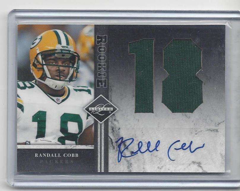 RANDALL COBB 2011 LIMITED JUMBO JERSEY NUMBER ROOKIE AUTO RC #D 10/10