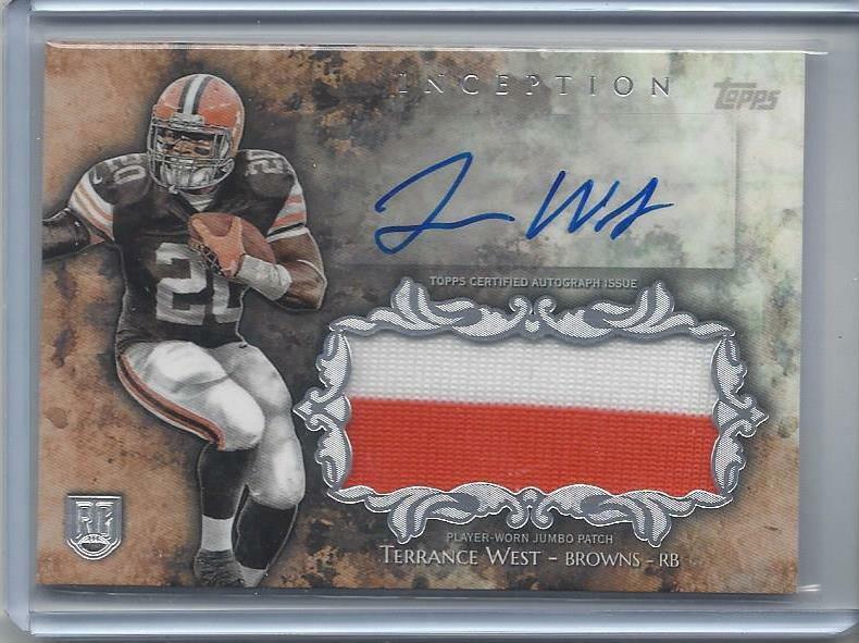 TERRENCE WEST 2014 TOPPS INCEPTION RPA 2 COLOR BROWNS PATCH AUTO RC