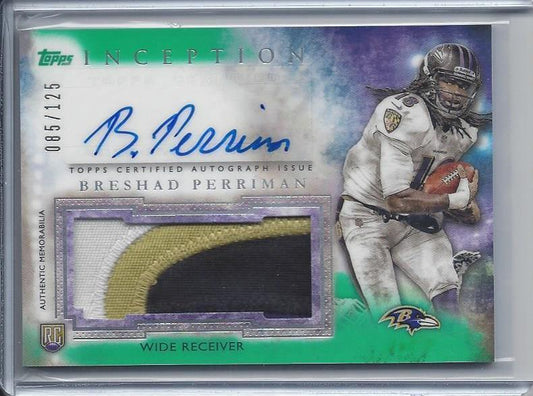 BRESHAD PERRIMAN 2015 TOPPS INCEPTION GREEN RPA 3 COLOR PATCH AUTO RC #D 85/125