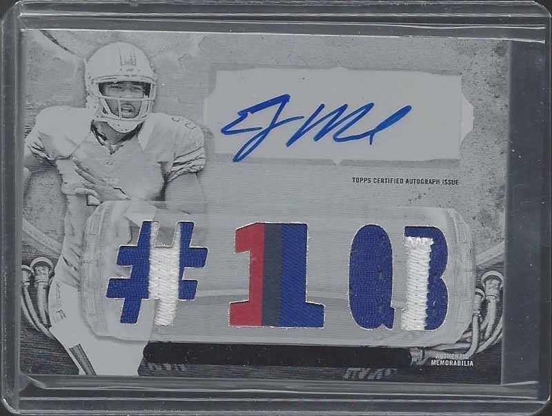 E.J. MANUEL 2013 TOPPS TRIPLE THREADS WHITE WHALE PLATE PATCH AUTO RC #D 1/1