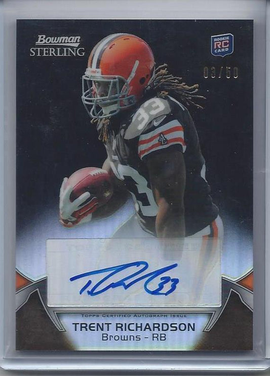 TRENT RICHARDSON 2012 BOWMAN STERLING BLACK REFRACTOR AUTO RC #D 3/50