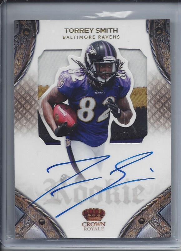 TORREY SMITH 2011 CROWN ROYALE SILHOUETTE 3 COLOR PATCH AUTO RC #D 120/299