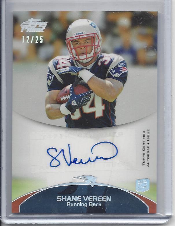 SHANE VEREEN 2011 TOPPS PRIME PATRIOTS PLATINUM AUTO RC #D 12/25