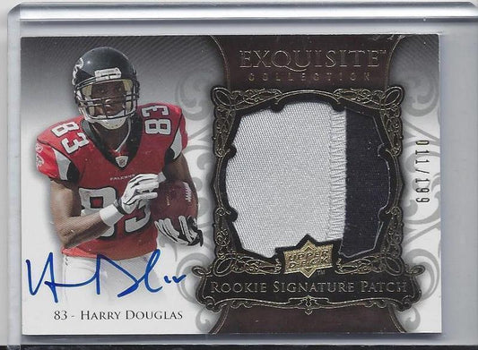 HARRY DOUGLAS 2008 UD EXQUISITE RPA 2 COLOR FALCONS PATCH AUTO RC #D 11/199