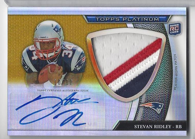 STEVAN RIDLEY 2011 TOPPS PLATINUM GOLD REFRACTOR JUMBO 3 CLR PATCH AUTO RC 10/10