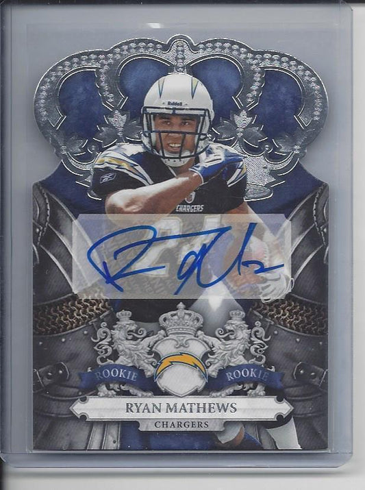 RYAN MATHEWS 2010 CROWN ROYALE SILVER DIE CUT ROOKIE AUTO RC #D 145/299