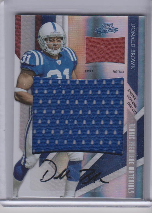DONALD BROWN 2009 ABSOLUTE RPM JUMBO JERSEY BALL AUTO RC #D 6/10