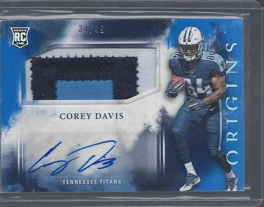 COREY DAVIS 2017 ORIGINS BLUE RPA 3 COLOR ROOKIE PATCH AUTO RC #D 34/49