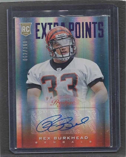 REX BURKHEAD 2013 PRESTIGE EXTRA POINTS PURPLE ROOKIE AUTO RC #D 62/100