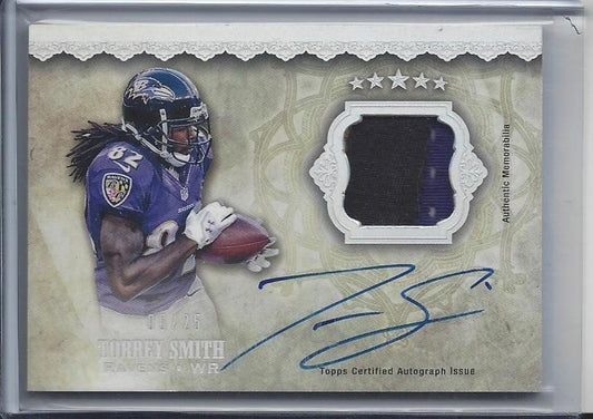 TORREY SMITH 2012 TOPPS 5 FIVE STAR RAINBOW HOLOFOIL 3 COLOR PATCH AUTO #D 5/25