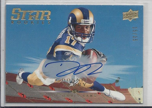 DONNIE AVERY 2008 UPPER DECK STAR ROOKIES GOLD RARE AUTO RC #D 15/35
