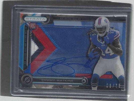 SAMMY WATKINS 2014 TOPPS STRATA CLEAR CUT BLUE JUMBO 4 CLR PATCH AUTO RC #D /75