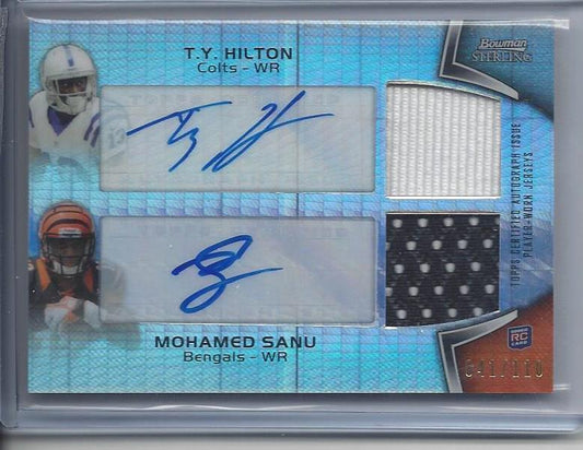 T.Y. HILTON SANU 2012 BOWMAN STERLING PULSAR REFRACTOR DUAL JERSEY AUTO RC /110