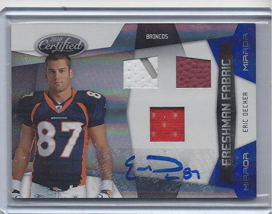 ERIC DECKER 2010 CERTIFIED MIRROR BLUE TRIPLE PATCH AUTO RC #D 20/50