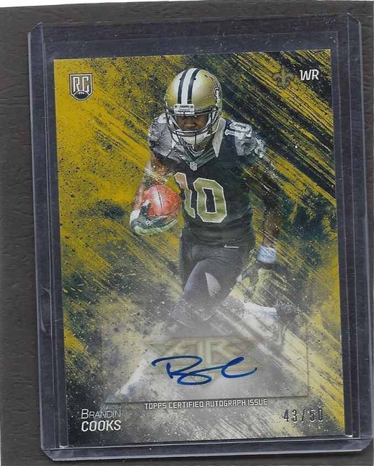 BRANDIN COOKS 2014 TOPPS FIRE GOLD ROOKIE AUTO RC #D 43/50