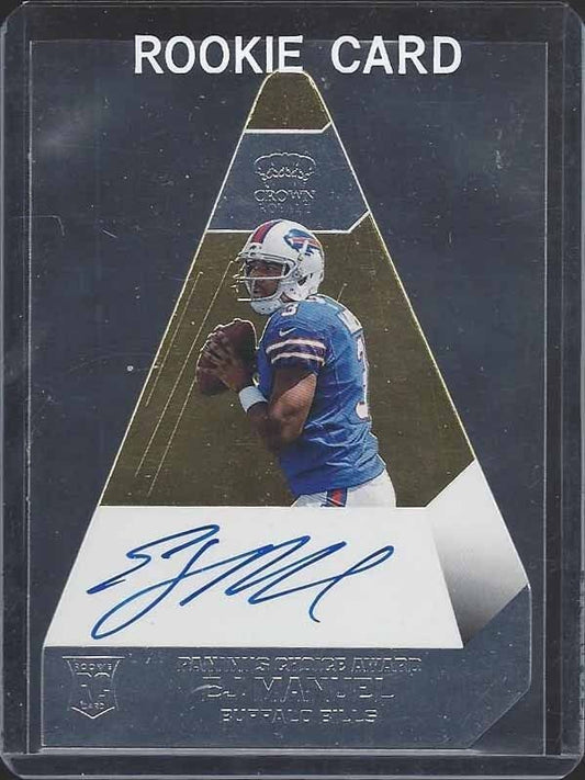 E.J. MANUEL 2013 CROWN ROYALE GOLD CHOICE AWARD DIE CUT ON CARD AUTO RC #D 14/25