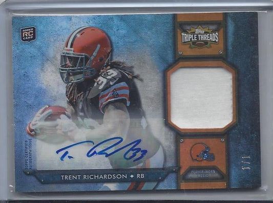 TRENT RICHARDSON 2012 TRIPLE THREADS BROWNS BLACK JERSEY AUTO RC TRUE #D 1/1
