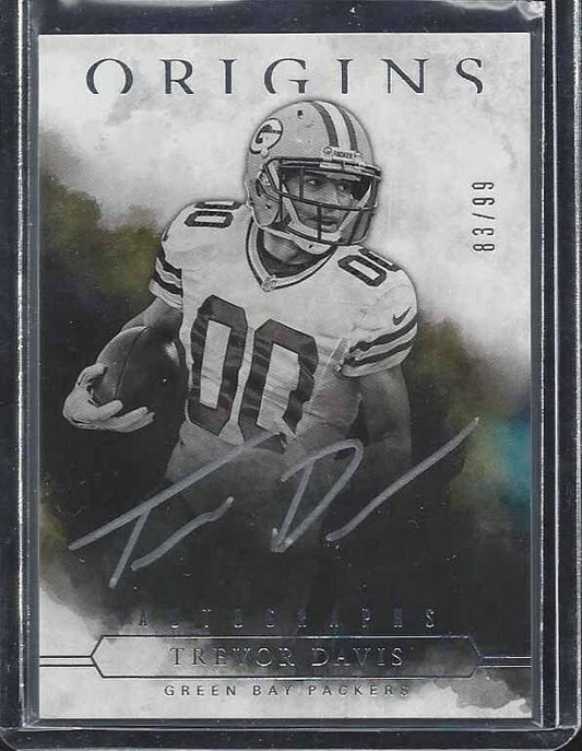 TREVOR DAVIS 2016 PANINI ORIGINS SILVER INK ON CARD PACKERS AUTO RC #D /99
