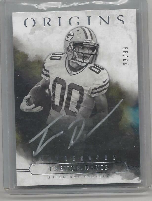 TREVOR DAVIS 2016 PANINI ORIGINS SILVER INK ON CARD PACKERS AUTO RC #D /99