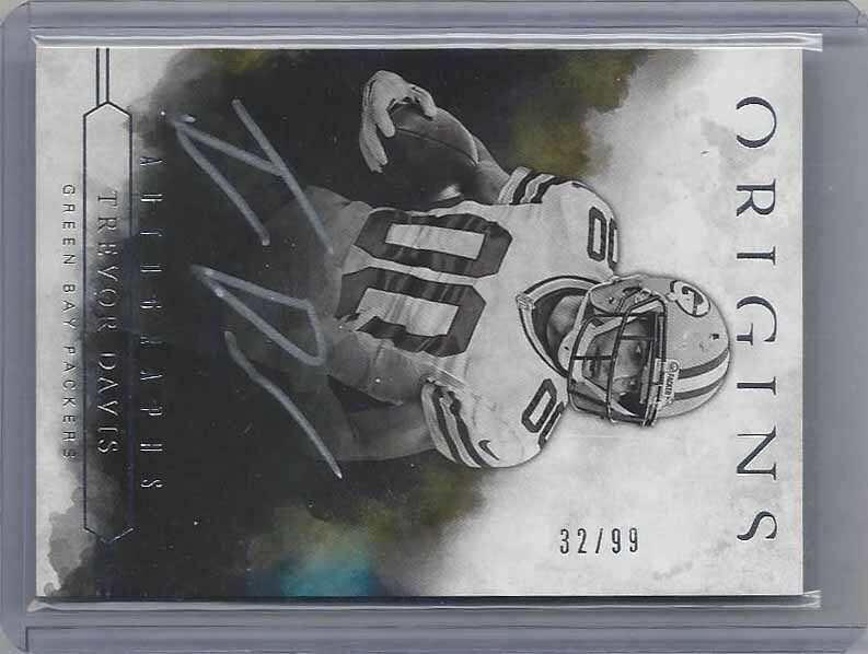 TREVOR DAVIS 2016 PANINI ORIGINS SILVER INK ON CARD PACKERS AUTO RC #D /99