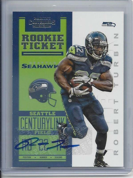 ROBERT TURBIN 2012 PANINI CONTENDERS SEAHAWKS ROOKIE TICKET TRUE RC AUTO #229