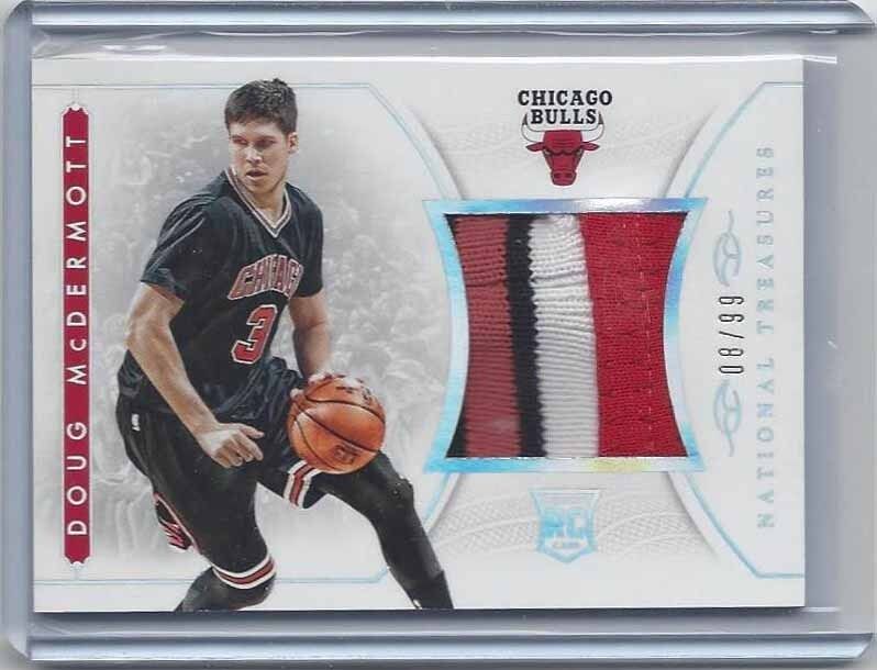 DOUG MCDERMOTT 2014-15 NATIONAL TREASURES 3 COLOR JUMBO BULLS PATCH RC #D 8/99