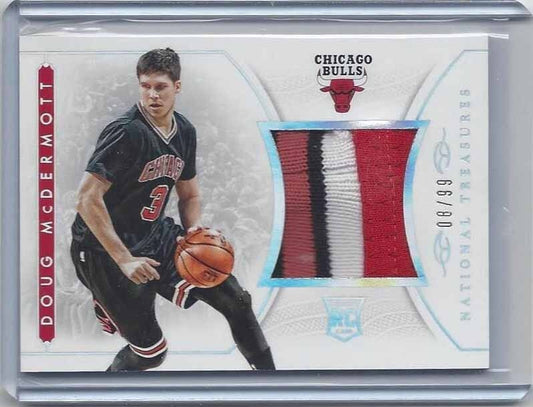 DOUG MCDERMOTT 2014-15 NATIONAL TREASURES 3 COLOR JUMBO BULLS PATCH RC #D 8/99