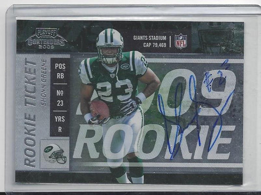 SHONN GREENE 2009 PLAYOFF CONTENDERS ROOKIE TICKET ON CARD AUTO RC #121