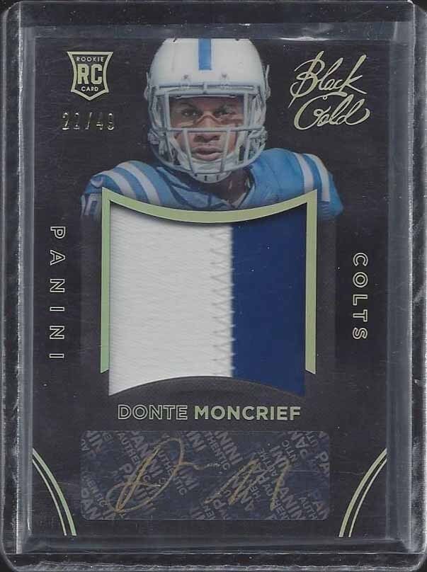 DONTE MONCRIEF 2014 BLACK GOLD JUMBO 2 COLOR COLTS ROOKIE PATCH AUTO RC #D 22/49