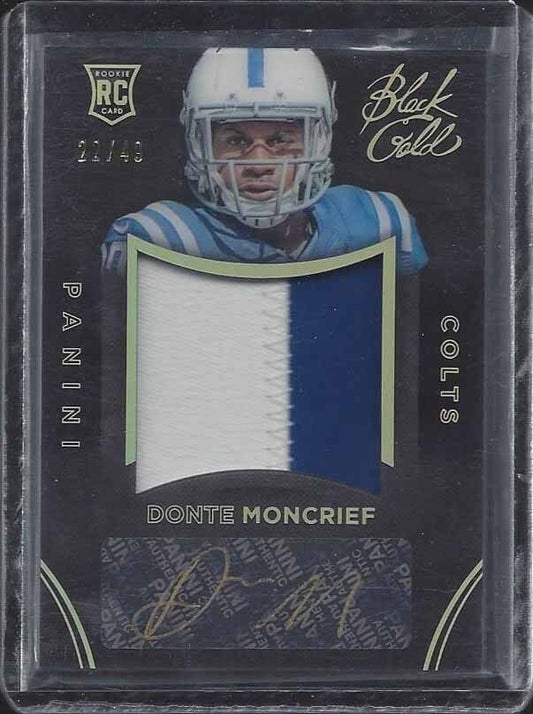 DONTE MONCRIEF 2014 BLACK GOLD JUMBO 2 COLOR COLTS ROOKIE PATCH AUTO RC #D 22/49