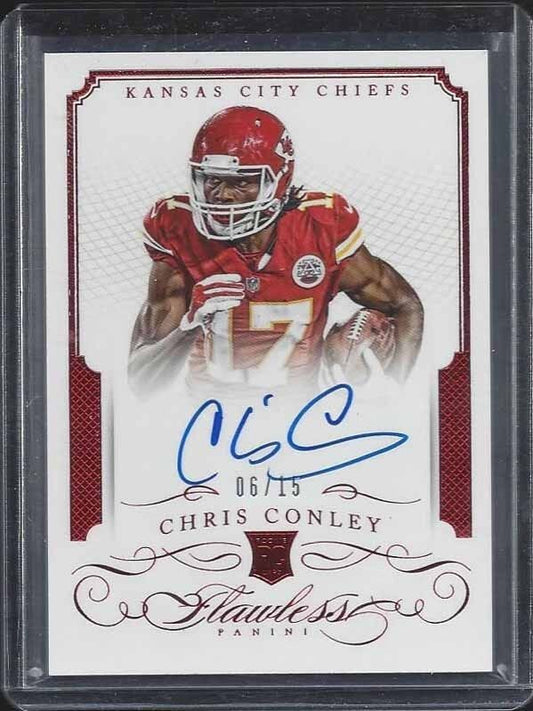 CHRIS CONLEY 2015 FLAWLESS RED CHIEFS ON CARD ROOKIE AUTO RC #D 6/15
